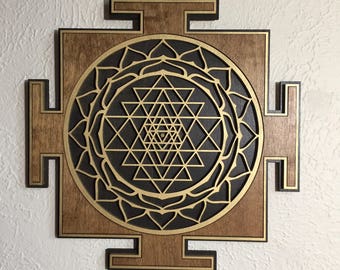 Sri Yantra Wall Art 11.11&quot;, Laser Cut, Sacred Geometry, Sri Chakra, Shree Yantra, Shri Yantra