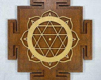 Durga Yantra Wall Art 17.5", Corte láser, Geometría Sagrada, Sri Yantra, Shri Yantra, Diosa