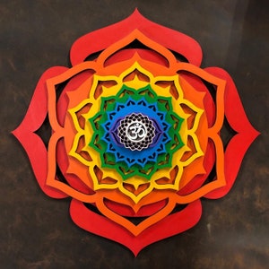 Chakra Lotus Mandala 12&quot; Wall Art, Sacred Geometry, Visionary Art