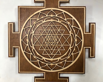 Sri Yantra Wall Art 22", Laser Cut, Sacred Geometry, Sri Chakra, Shree Yantra, Shri Yantra