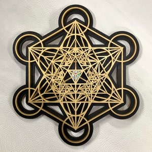 Ancient Future Mandala Wall Art 17.5&quot; - Metatron&#39;s Cube, Sacred Geometry, Tetrahedron, Merkaba