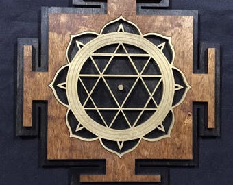 Durga Yantra Arte de pared 17.5", Corte láser, Geometría sagrada, Sri Yantra, Shri Yantra, Diosa