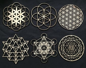 Sacred Geometry - Laser Cut, Stencil, Wall Art, Crystal Grid, Stamp - 2 Sizes