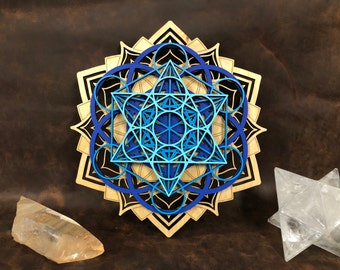 Lotus Mandala, Metatron’s Cube, Seed of Life, Wall Art, Laser Cut, Sacred Geometry