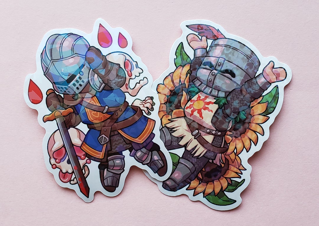 Solaire and Oscar 3 inch Holographic Stickers