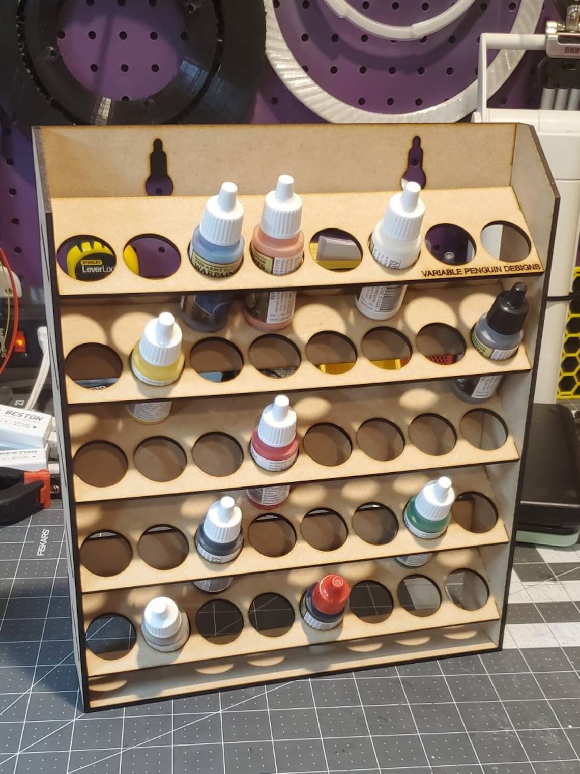Laser Cut MDF Paint Rack Caddy peg Board Compatible Etsy