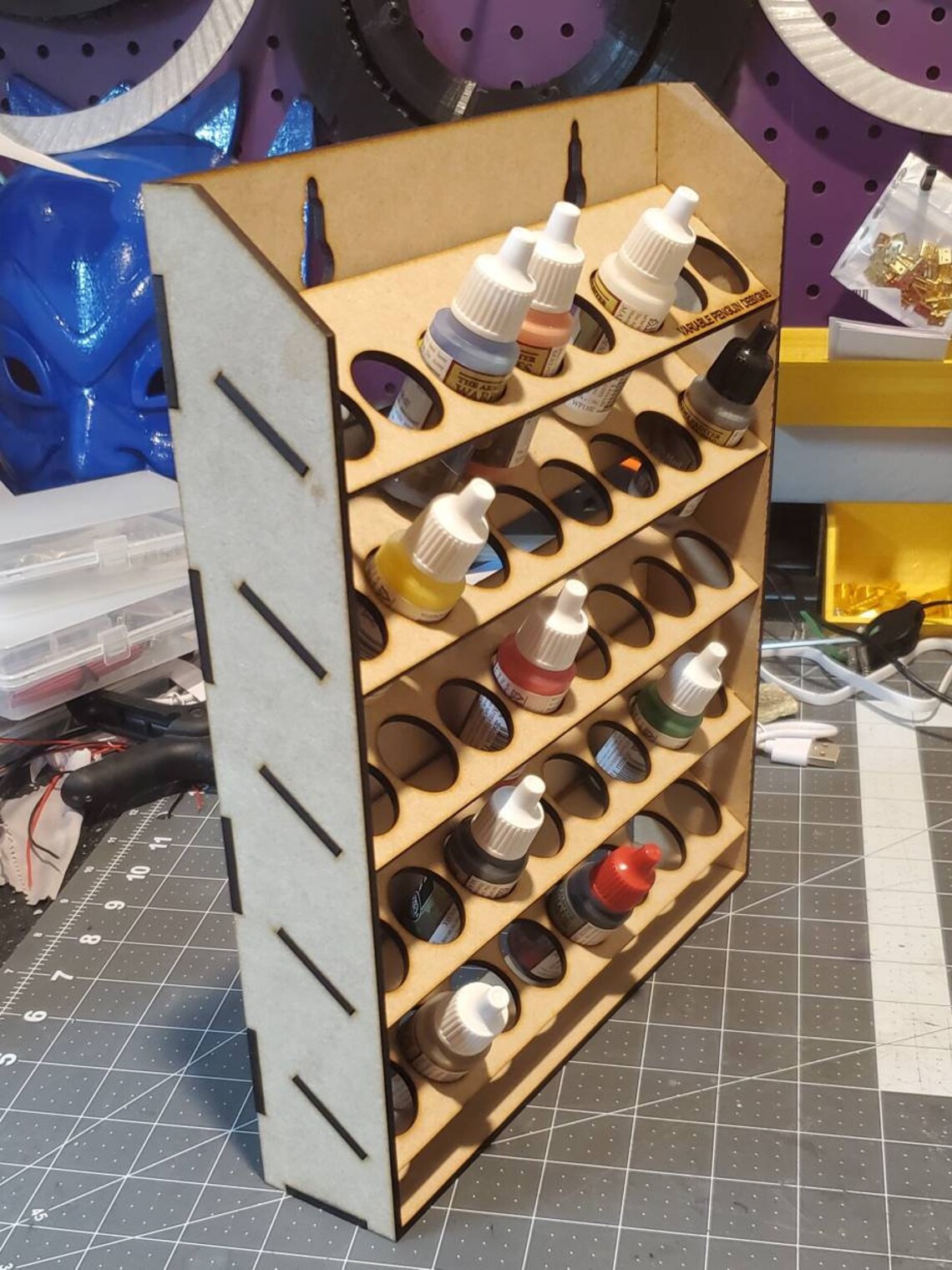 Laser Cut MDF Paint Rack Caddy peg Board Compatible Etsy