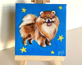 Peinture sur toile chien Loulou de Poméranie, cadeau, décoration, souvenir, animal de compagnie