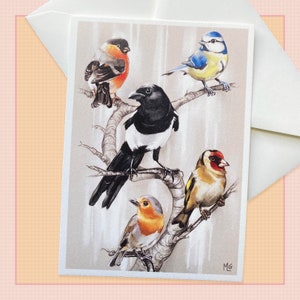 Carte postale oiseaux des jardins, correspondant, scrapbook, papeterie, animaux