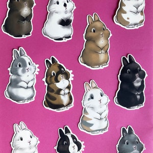 Set de 4 stickers lapins au choix - papeterie, scrapbooking, autocollant