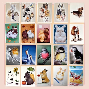 4 cartes postales au choix, 3 cartes postales + 1 offerte, correspondant, scrapbook, papeterie, animaux