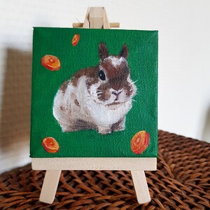 Peinture sur toile Lapin et carottes, cadeau, décoration, souvenir, animal de compagnie