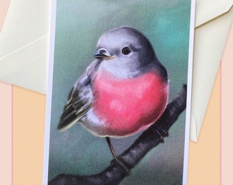 Carte postale petit oiseau, correspondant, scrapbook, papeterie, animaux