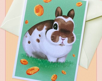 Carte postale lapin et carottes, correspondant, scrapbook, papeterie, animaux, mignon