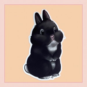 Sticker lapin noir - papeterie, scrapbooking, autocollant
