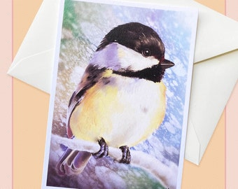 Chickadee postcard, correspondent, scrapbook, stationery, bird, animals