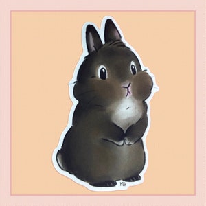 Sticker lapin marron - papeterie, scrapbooking, autocollant