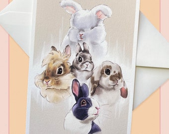 Rabbit postcard, pen pal, scrapbook, stationery, animals