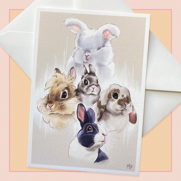 Carte postale lapins, correspondant, scrapbook, papeterie, animaux