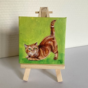 Ginger cat painting on canvas, gift idea or decoration