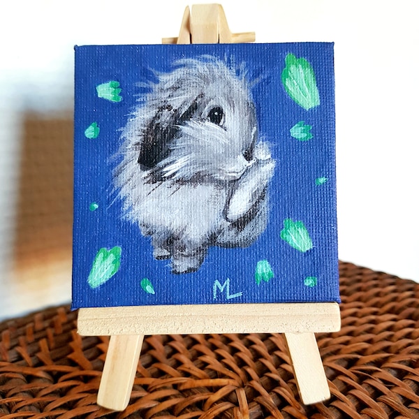 Lapin peinture sur toile, cadeau ou décoration