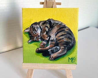 Canvas painting tabby cat, gift, decoration, pet