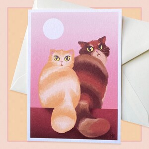 Carte postale couple de chats, correspondant, scrapbook, papeterie, animaux, amour