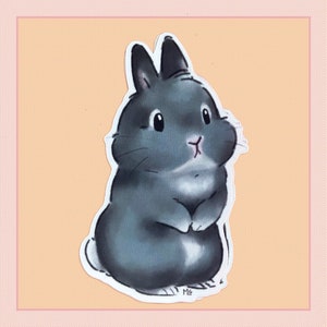 Sticker lapin gris - papeterie, scrapbooking, autocollant