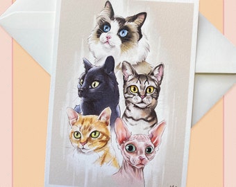 Postcard cats, pen pal, scrapbook, stationery, pets, cat breeds