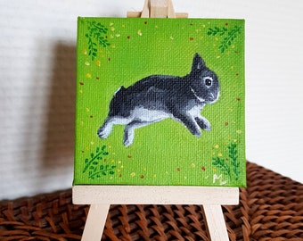 Peinture sur toile Lapin qui saute, cadeau, décoration, souvenir, animal de compagnie