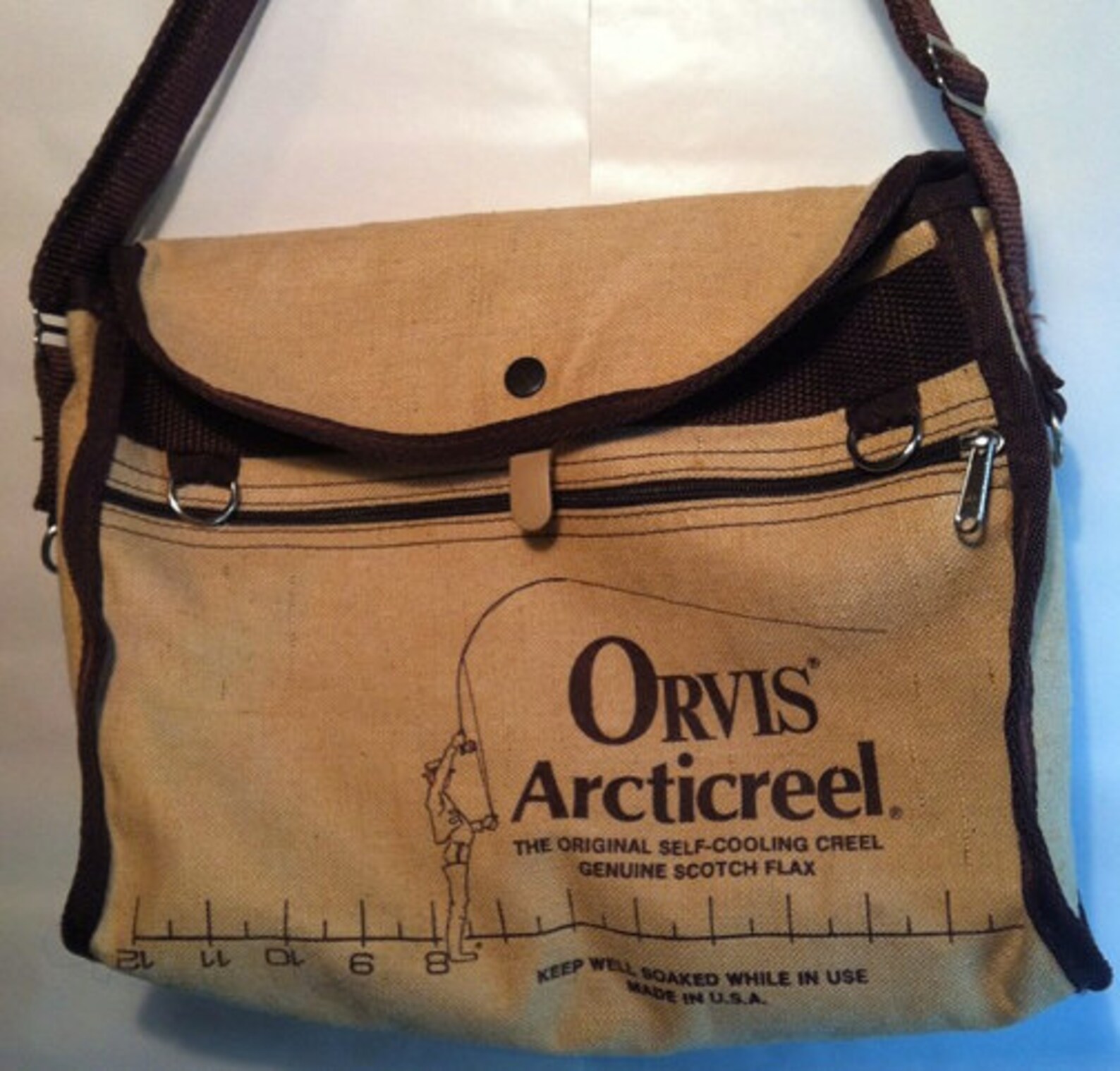 Orvis Arcticreel vintage flax flyfishing creel messenger Etsy