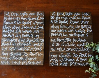 Calligraphy Vows Wooden Sign// Handlettered Vows Wooden Sign// Vows Wooden Pallet Sign// Wedding Gift// Anniversary Gift//
