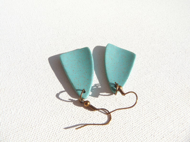 beads polymer clay green graphic Earrings gold texture triangles