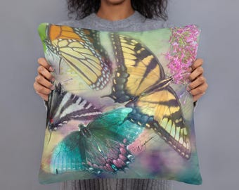 Butterfly Accent Pillow: Colorful Spring Home Decor