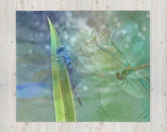 Soft Cuddly Dragonfly Sherpa Blanket, Dragonfly Lovers, Nature Inspired, Housewarming, Dragonflies, For Her, Artsy