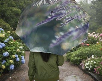 Fine Art Umbrella, Nature-Inspired Design, Purple Russian Sage Floral Umbrella