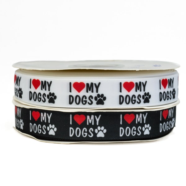 Ruban gros-grain 7/8 po. (22 mm) J'aime mes chiens