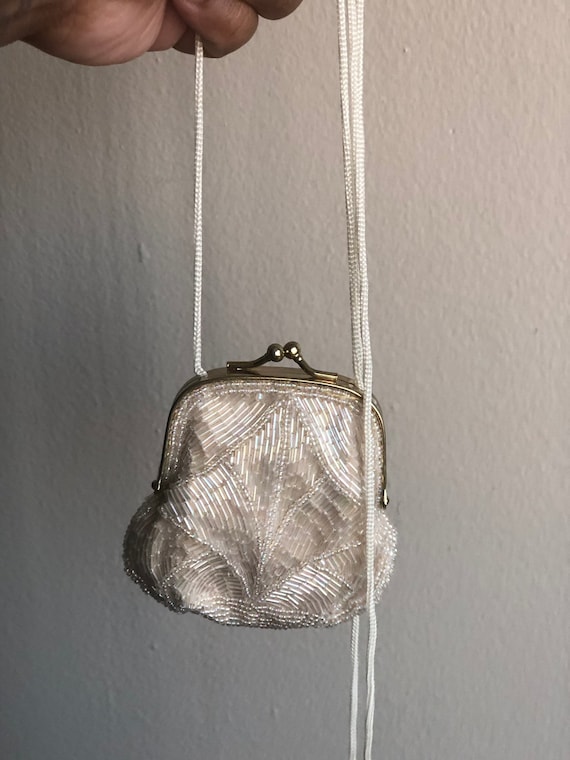 VINTAGE Mini Unique Sequin Beaded Coin Purse with