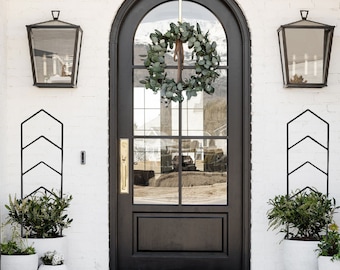 Chevron Metal Trellis | Set of 2 | Modern Steel Garden Art | Black | Farmhouse | Outdoor | Geometric Lattice | Yard Container | Entry