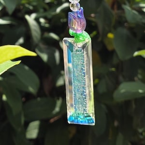 Crystal Prism Suncatcher – Handmade Beaded Prism Sun Catcher with Austrian Crystals & Faceted Glass Beads (~17 Inches)