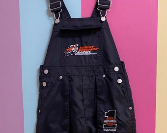 90s vintage Harley Davidson overalls kids clothing black coveralls 4 small boys girls pants