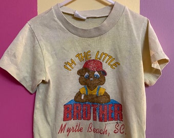80s vintage kids tee toddler VTG t-shirt little brother souvenir Myrtle Beach vacation