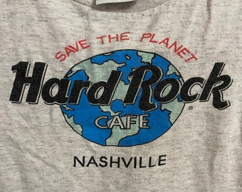 90s vintage tshirt heather gray kids VTG medium 5/6 Hard Rock Cafe Nashville soft single stitch Mother Earth save the planet