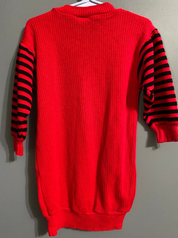 80s vintage red and black sweater tunic dress gir… - image 5