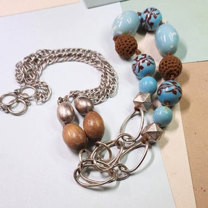 Vintage jewelry, vintage necklace, vintage beaded necklace, vintage costume jewelry  gift, chunky beaded signed Lc costume jewelry
