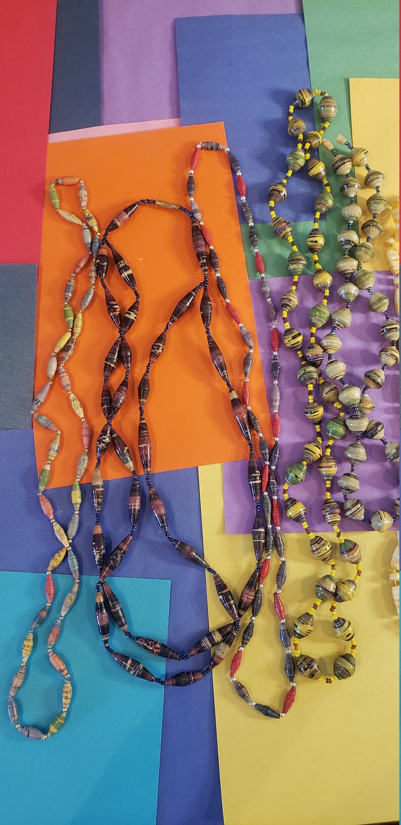 Vintage lot of paper made beaded necklaces and bracelets