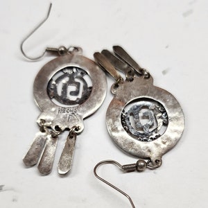 Vintage, silver, Hechoen Mexican, dangle earrings