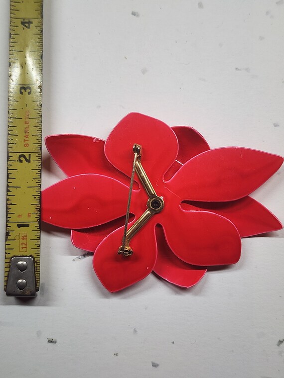 Vintage, large, red flower, art deco brooch - image 3