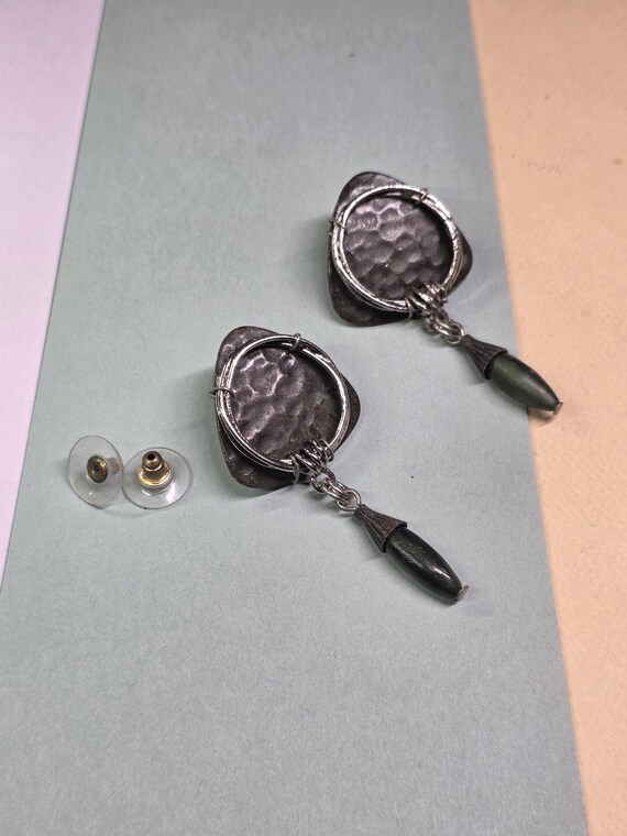 Vintage triangular geometric  silver, black and d… - image 9