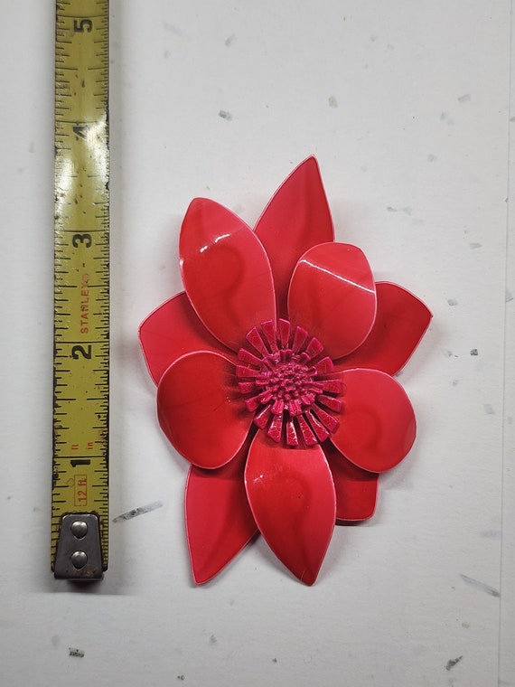 Vintage, large, red flower, art deco brooch - image 2
